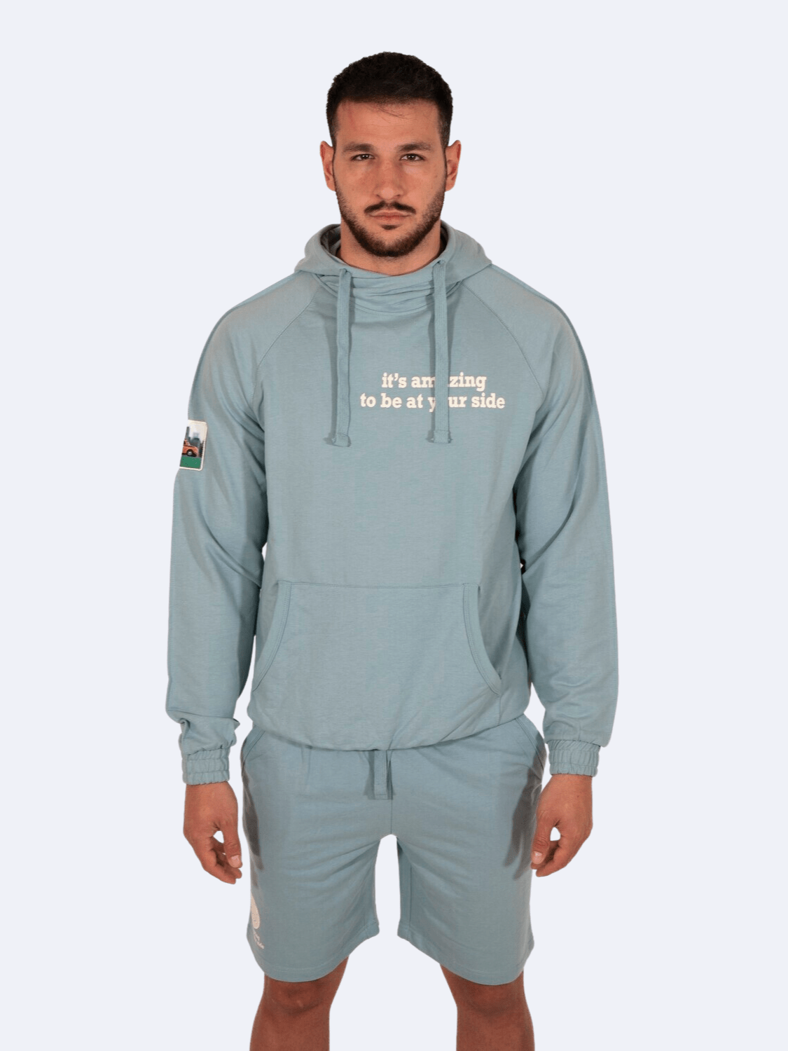 COMPLETO ATHLEISURE AZZURRO MAN - Tute e Completi A Green Badge - Streetwear Sostenibile Made in Italy