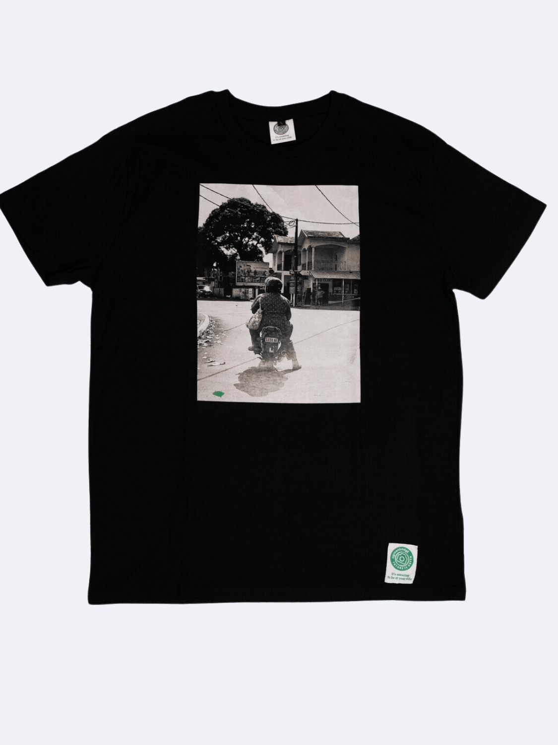 ICON BIKER T - SHIRT NERO GUY - T-Shirt A Green Badge - Streetwear Sostenibile Made in Italy