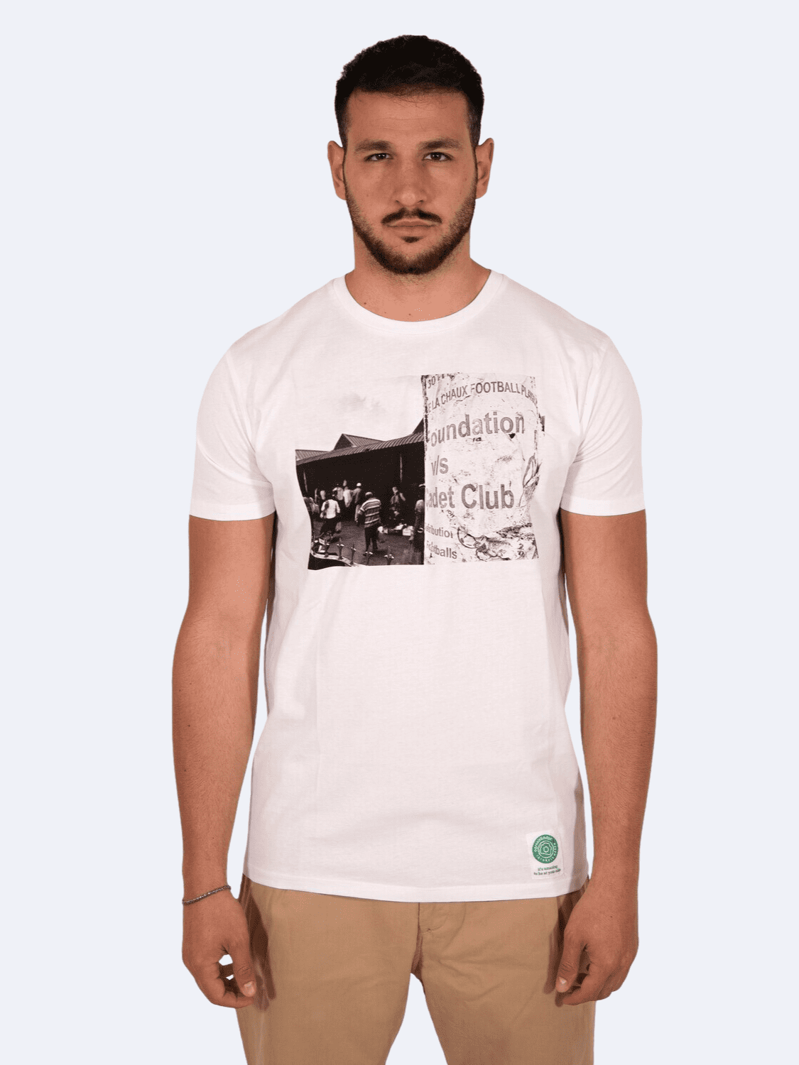 ICON FOOTBALL T - SHIRT BIANCO GUY - T-Shirt A Green Badge - Streetwear Sostenibile Made in Italy